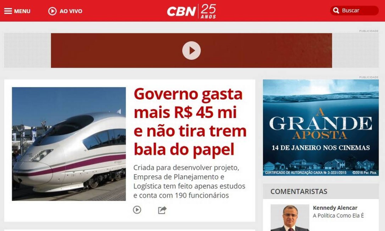 Rádio CBN comemora seus 25 anos no ar e na Jornal O Globo
