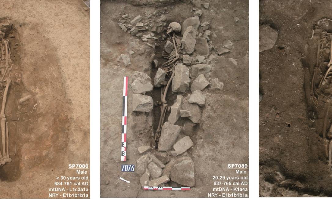 
Imagens dos túmulos muçulmanos encontrados na cidade francesa de Nimes
Foto:
Divulgação/Gleize et al
