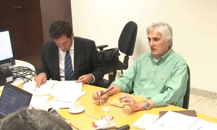O senador Delcídio Amaral durante depoimento à PF em acordo de delação premiada Foto: Reprodução