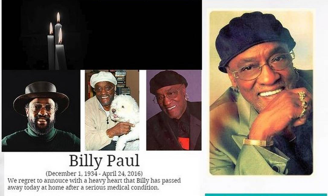 Billy Paul morreu no último domingo e deixou um legado de 15 discos