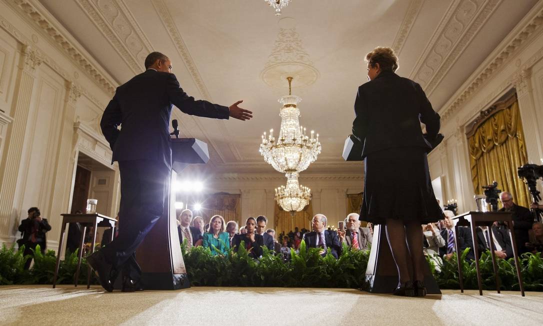 Em junho de 2015, Obama e Dilma discursam juntos na Casa Branca Foto: AP/Jacquelyn Martin