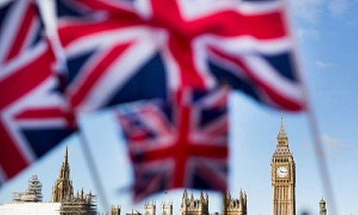 Bandeira do Reino Unido em Londres Foto: Jason Alden/Bloomberg / Jason Alden/Bloomberg