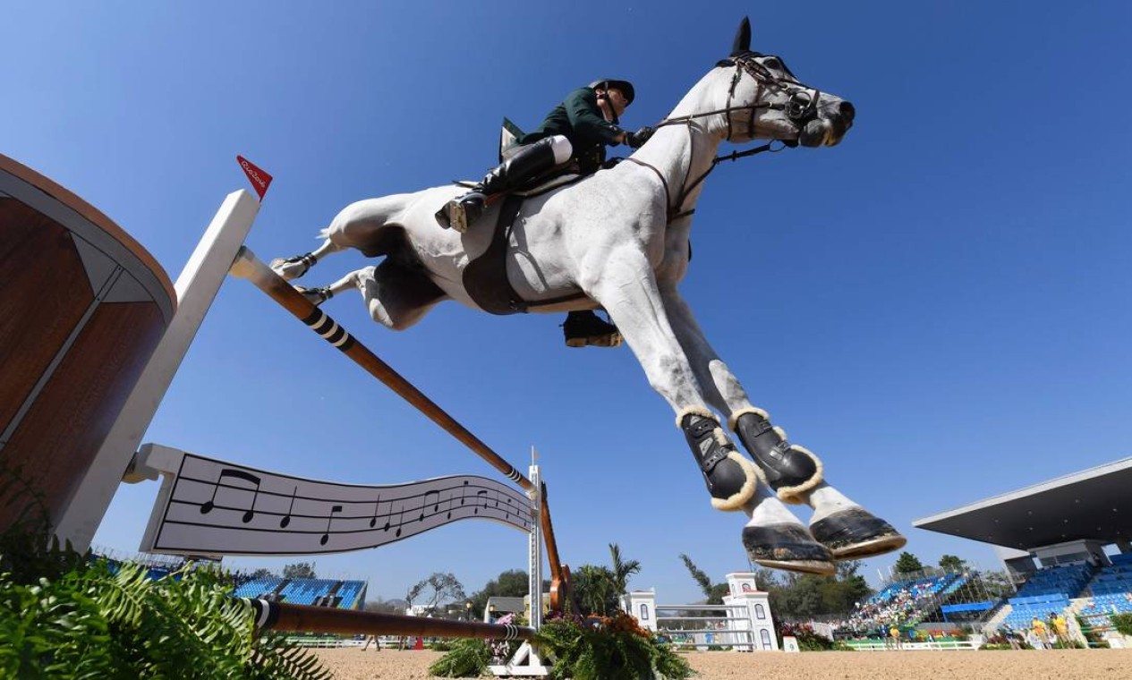 Obstáculos para pular a cavalo Equestrian Show jumping