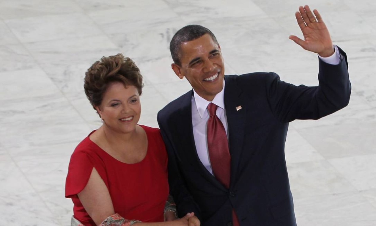 Em março de 2011, Dilma recebe o presidente americano, Barack Obama, no Planalto Foto: Michel Filho / Agência O Globo