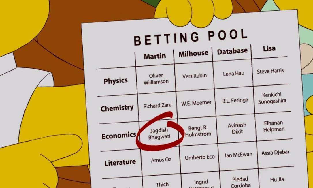 'Os Simpsons' previram vencedor do Nobel de economia seis anos antes