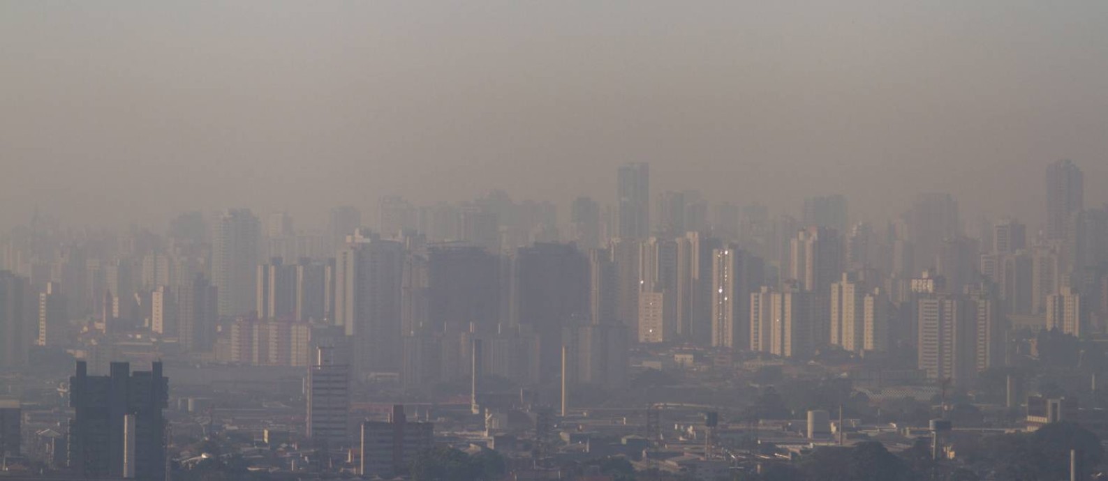 Vista do centro de São Paulo com nevoa de poluição Foto: Dario Oliveira / Folhapress