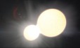  Ilustração de uma estrela binária de contato: dois astros eventualmente podem se fundir, explodindo em fenômeno conhecido como “nova vermelha” 