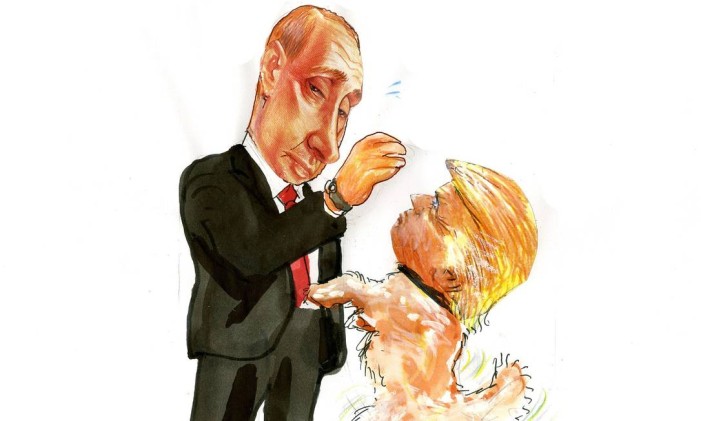 Chico desenha Trump como 'cachorrinho' de Putin Foto: Chico Caruso / Agência O Globo