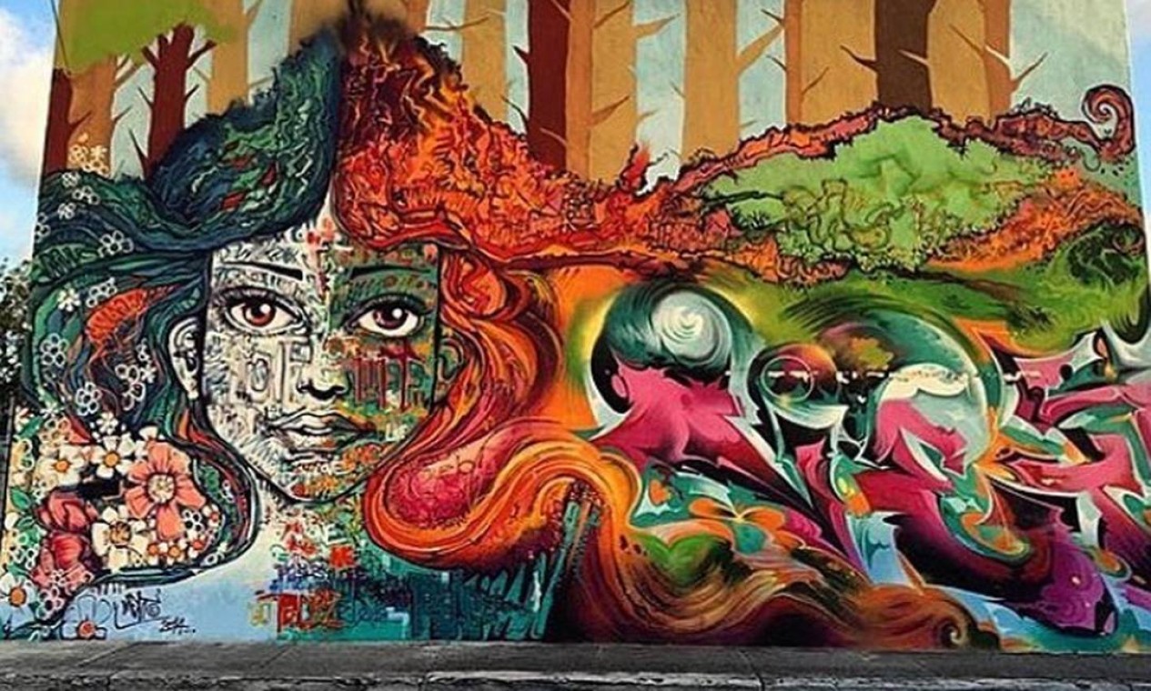 Marcelo Ment - O carioca da Vila da Penha ganhou o mundo e hoje um dos principais grafiteiros do país. Entre seus trabalhos internacionais, está este painel, em Wynwood, consagrado bairro de arte urbana de Miami Foto: Divulgação