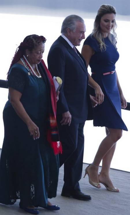A ministra dos Direitos Humanos, Luislinda Valois, o presidente Michel Temer, sua esposa, Marcela Foto: Ailton Freitas / Agência O Globo