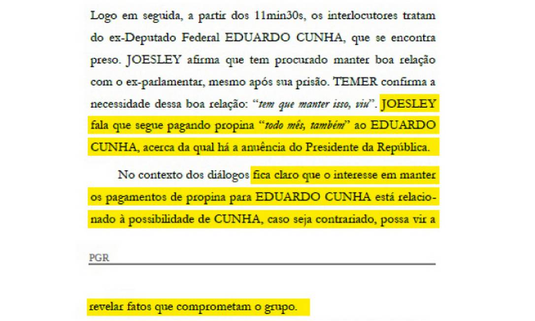 Janot diz que Temer deu 'anuência' a pagamento de propina a Cunha - Jornal O Globo