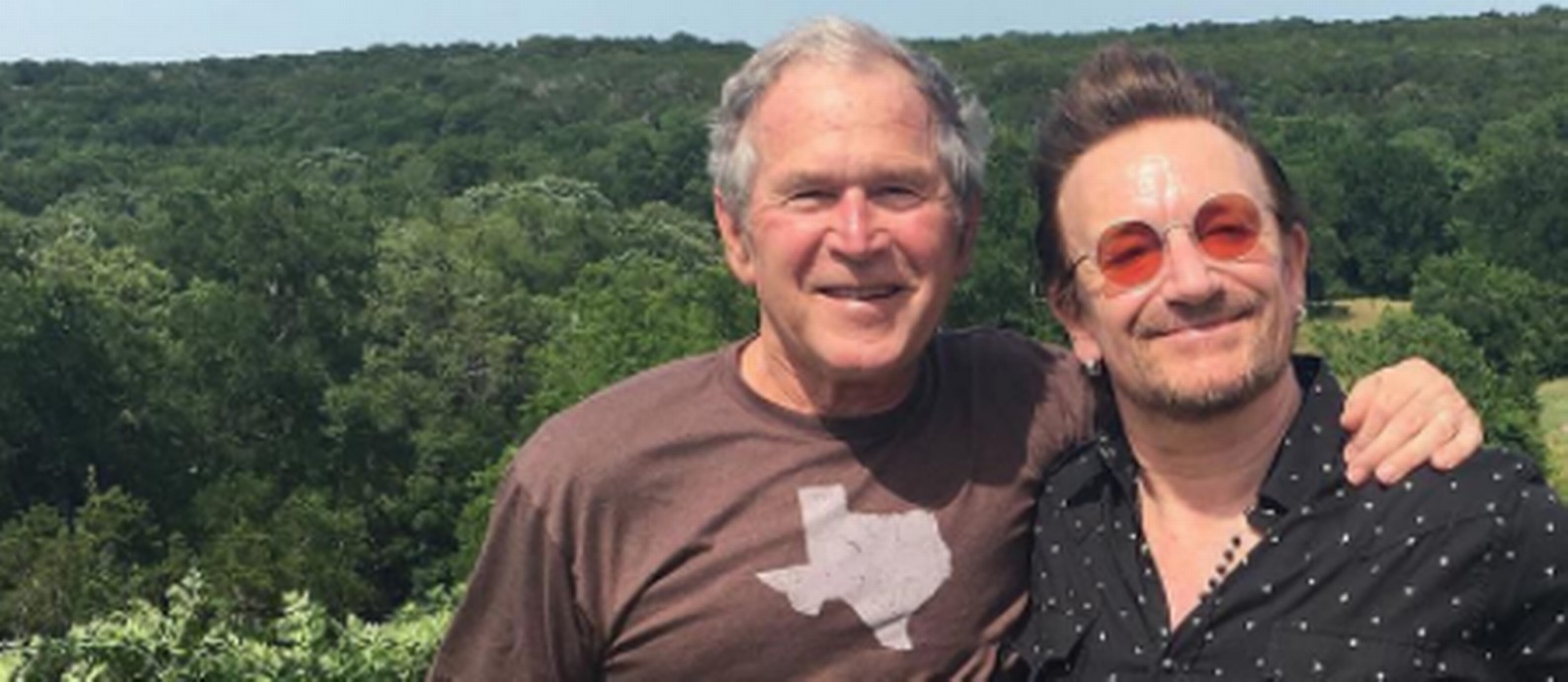George Bush e Bono Vox juntos em foto no Instagram Foto: Reprodução