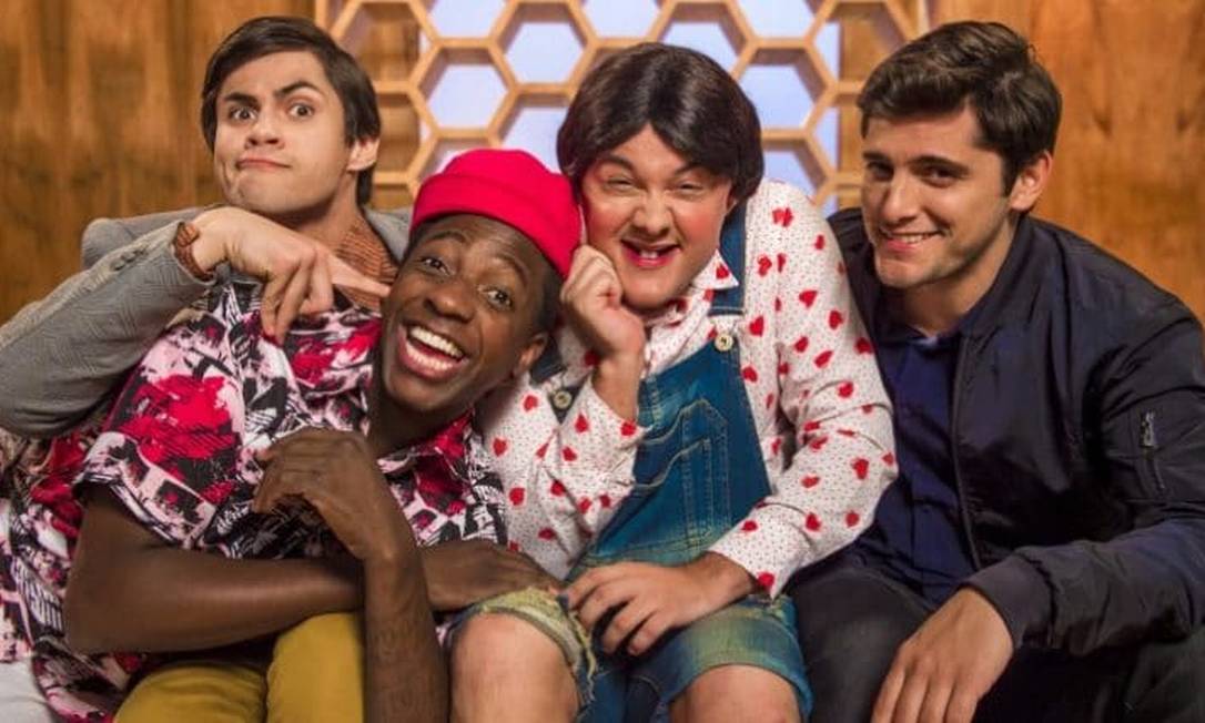 Lucas Veloso (Didico), Bruno Gissoni (Dedeco), Mumuzinho (Mumu) e Gui Santana (Zaca) interpretam personagens inspirados nos Trapalhões originais Foto: Divulgação