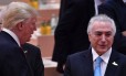 O presidente Michel Temer com o presidente americano Donald Trump em reunião da cúpula do G-20