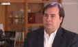 O presidente da Câmara, Rodrigo Maia, em entrevista ao jornalista Roberto D'ávila, da GloboNews