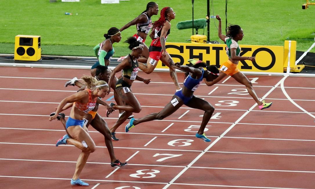 Prata no Rio americana leva o ouro dos 100m  no Mundial de 