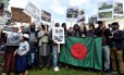 
Pessoas protestam contra a situação dos rohingyas em Bruxelas
