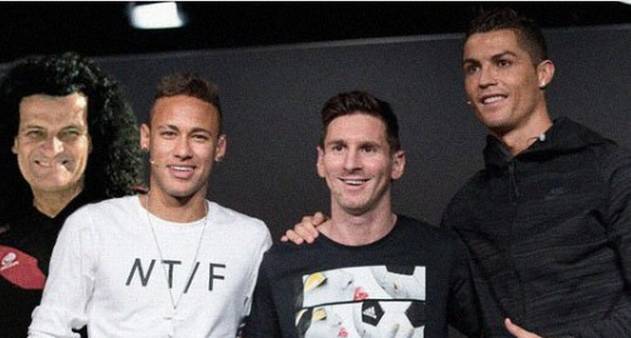 Messi, Neymar, CR7 Montagem mostra os jogadores carecas