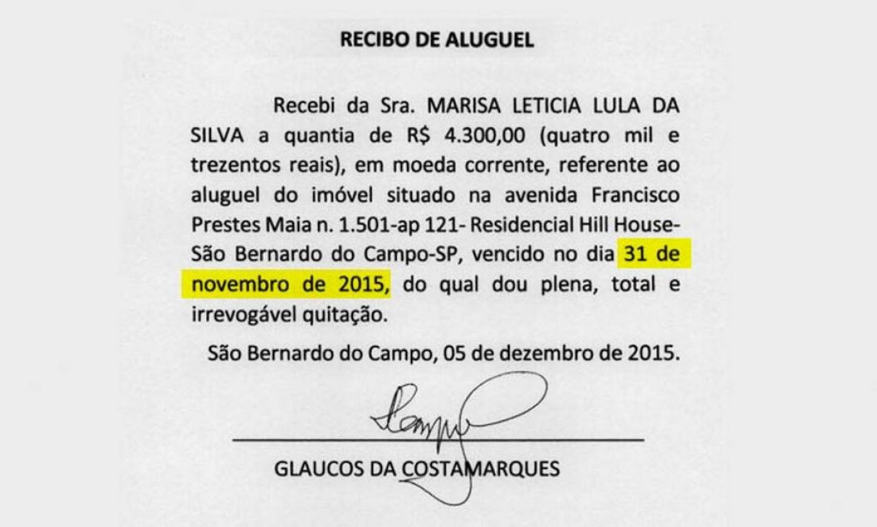 Recibos De Aluguel Apresentados Por Lula Têm Datas Inexistentes Jornal O Globo 4123