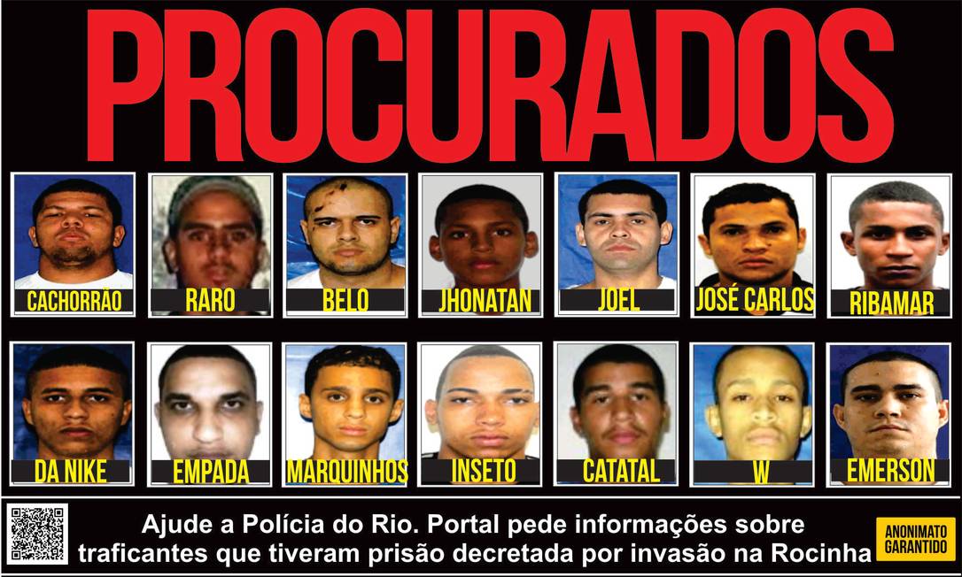 Recompensa Oferecida Por Informa Es De Traficantes Que Atuaram Em Invas O Da Rocinha Jornal