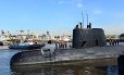 O submarino ARA San Juan ancorado em Buenos Aires Foto: HANDOUT / AFP