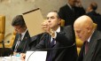 Ministros Luiz Fux,Luis Roberto Barroso e Alexandre Moraes no julgamento sobre foro privilegiado