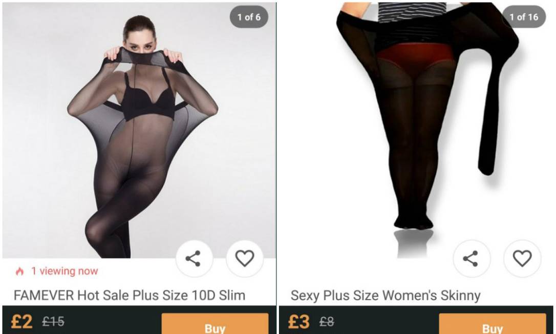 Modelos magras aparecem em anúncios de meia calça plus size Foto: Twitter/Reprodução