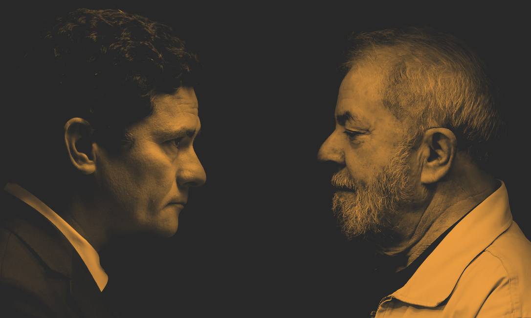 O juiz Sergio Moro e o ex-presidente Luiz Inácio Lula da Silva Foto: Editoria de Arte