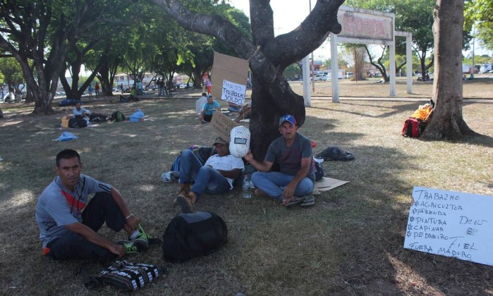 Venezuelanos acampados em Boa Vista, capital de Roraima Foto: Agência O Globo