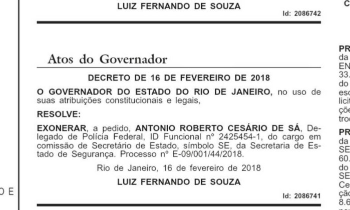 Roberto Sá é exonerado do cargo de Secretário de Segurança Pública do Rio 1