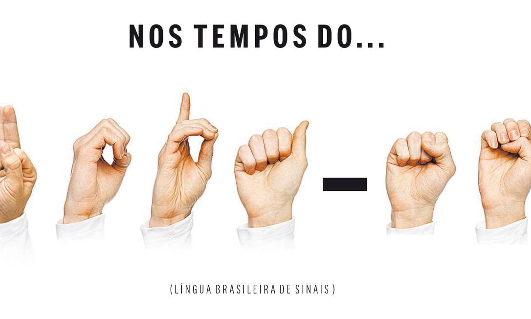 Na Língua Brasileira de Sinais, a mensagem acima significa "F*da-se" Foto: Arte