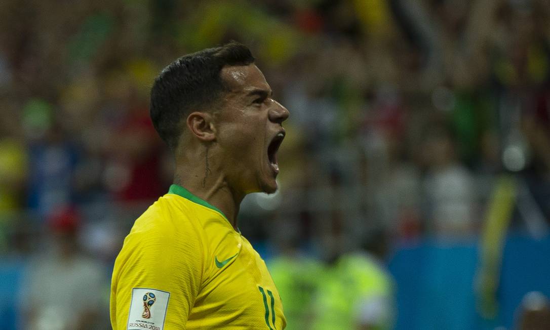 Philippe Coutinho comemora o primeiro gol do Brasil na Copa Foto: Alexandre Cassiano