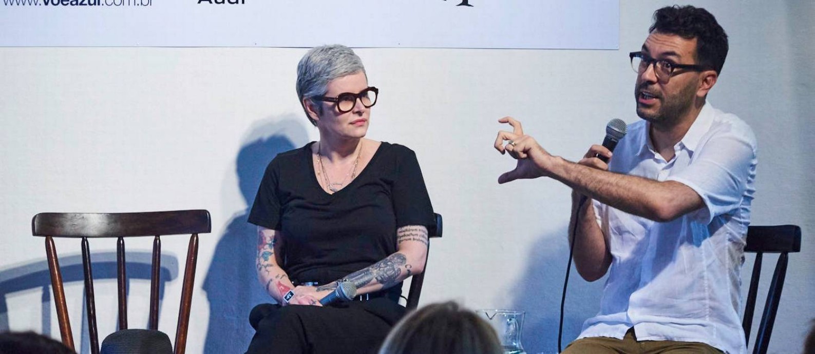 Fernanda Young e Dedé Laurentino em debate na Casa de Não Ficção ÉPOCA & Vogue Foto: Foto:Marcelo Saraiva