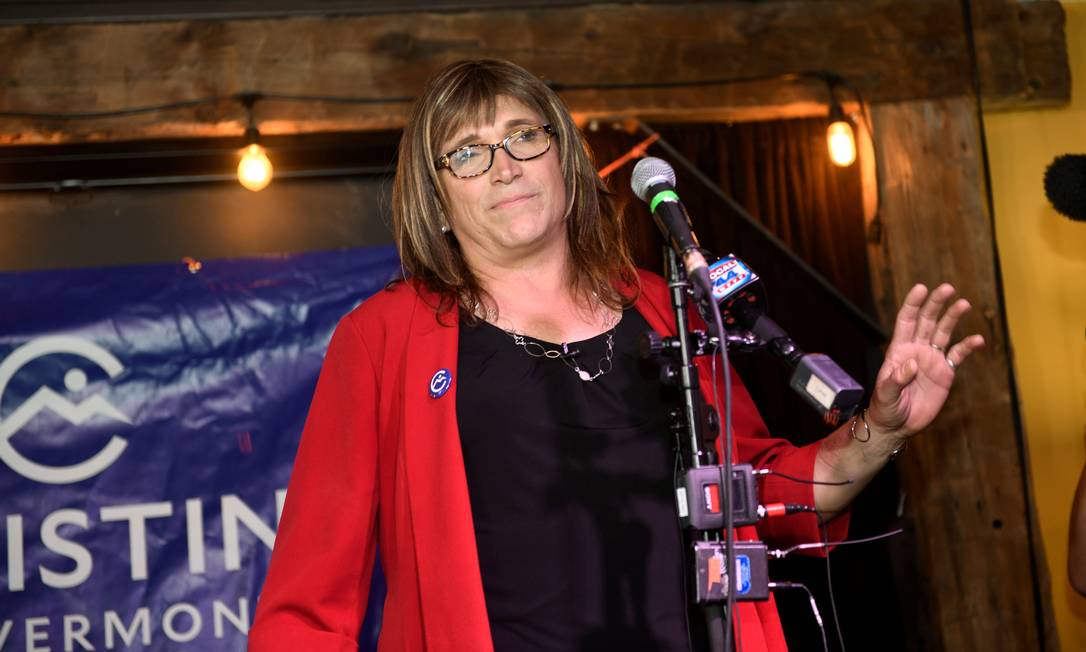 Christine Hallquist na primária democrata de Vermont, na terça-feira Foto: STRINGER / REUTERS
