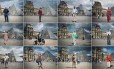 Compilação com fotos de turistas que visitaram Paris esse ano, em frente ao Museu do Louvre Foto: LUCAS BARIOULET / AFP