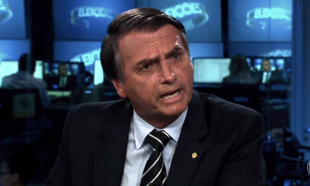 O candidato Jair Bolsonaro (PSL) dá entrevista ao Jornal Nacional, da TV Globo Foto: Reprodução/TV Globo