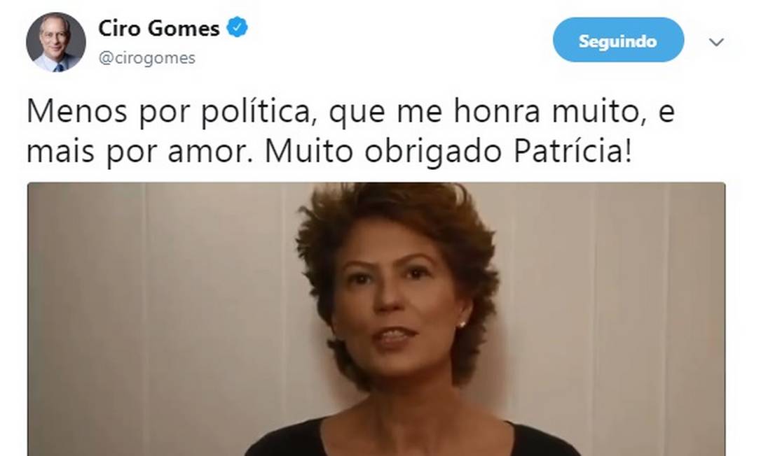 Ciro agradece Patr cia Pillar ap s apoio e desmentido de agress o