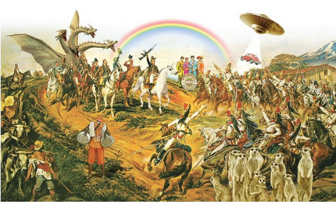 Ilustração sobre o quadro "Independência ou morte", de Pedro Américo Foto: Ilustração de André Mello