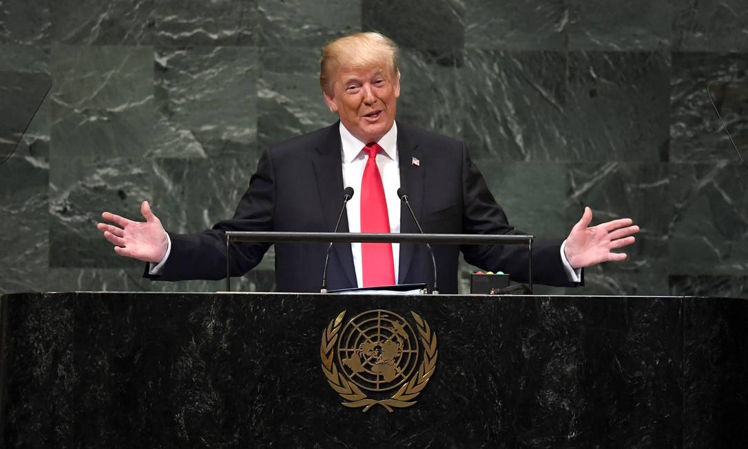 "Eu não esperava essa reação", disse Trump depois que o início do seu discurso na ONU foi recebido com risadas Foto: TIMOTHY A. CLARY / AFP
