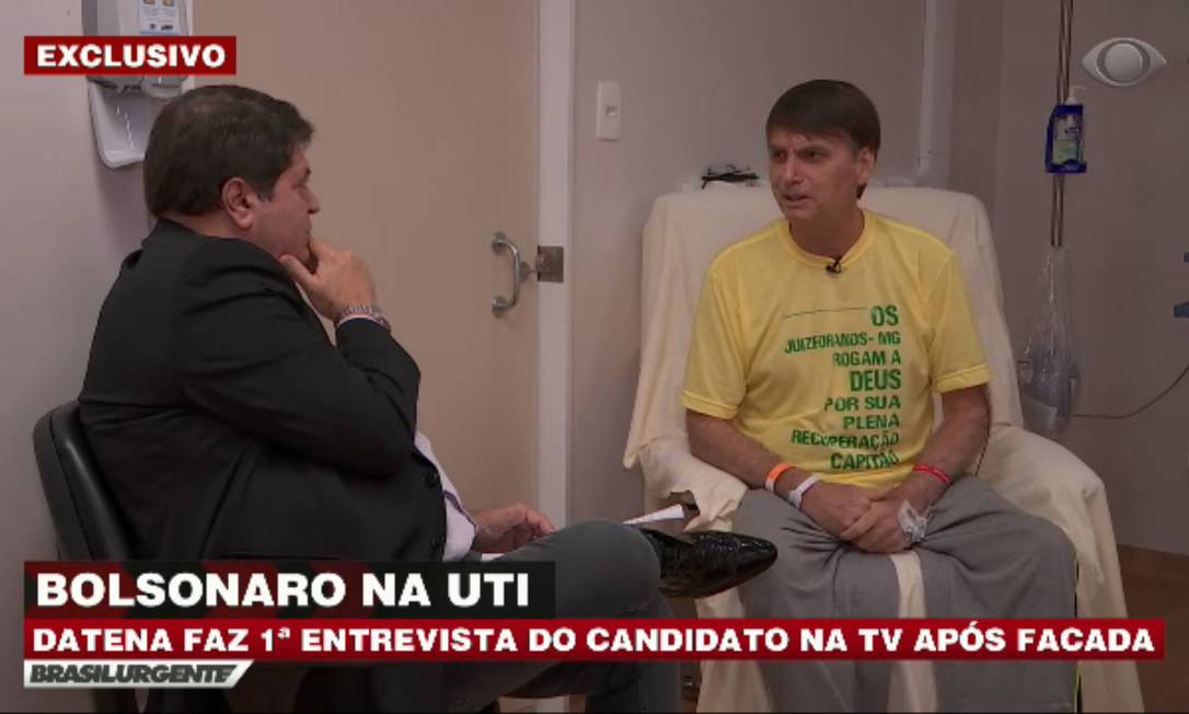 Jair Bolsonaro é entrevistado por Datena Foto: Reprodução
