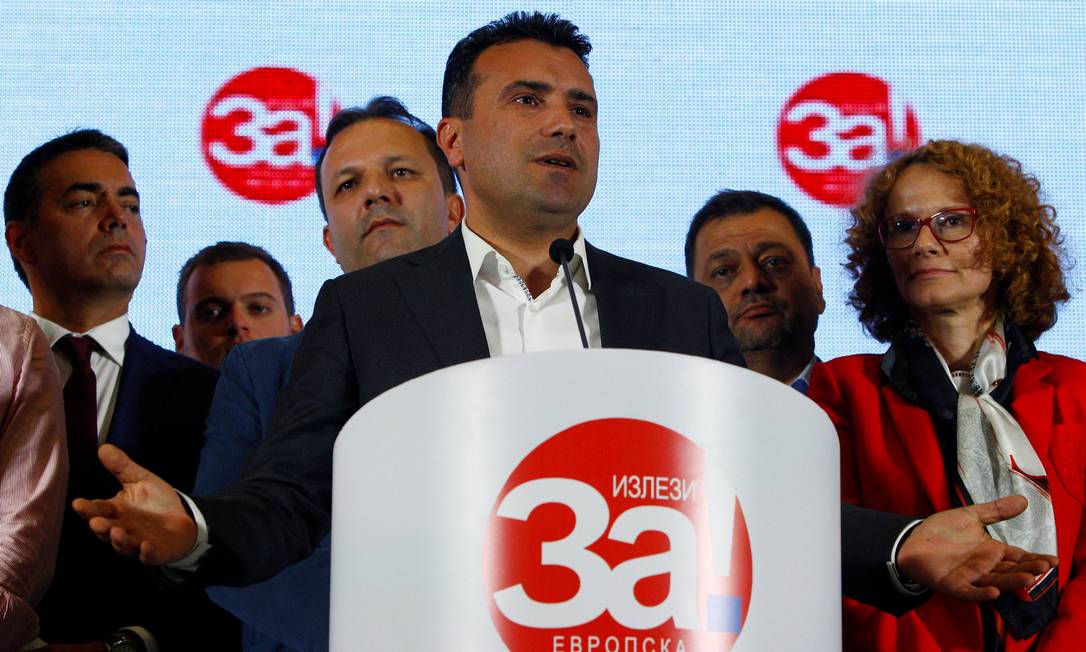 O premier Zoran Zaev anuncia que maioria dos macedônios optou pelo "sim" para a mudança de nome do país Foto: OGNEN TEOFILOVSKI / REUTERS