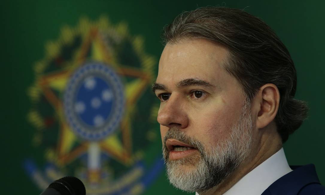 O presidente do STF, ministro Dias Toffoli, durante entrevista Foto: Jorge William/Agência O Globo/25-09-2018