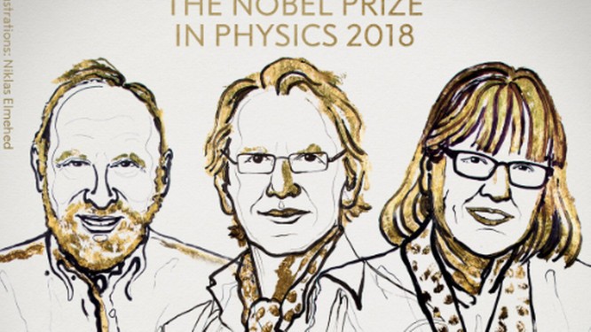 Nobel de Física de 2018 foi para o americano Arthur Ashkin, o francês Gérard Mourou e a canadense Donna Strickland Foto: Twitter/Reprodução