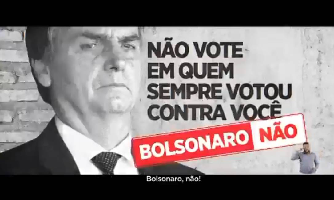 Vídeo de 30 segundos feito pela campanha de Haddad afirma que Bolsonaro votou contra trabalhadores Foto: Reprodução