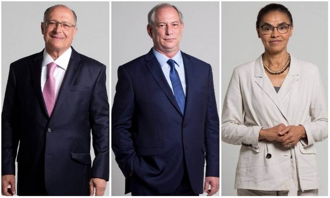Os candidatos a presidente Geraldo Alckmin (PSDB), Ciro Gomes (PDT) e Marina Silva (Rede) Foto: Márcia Foletto/ Agência O GLOBO