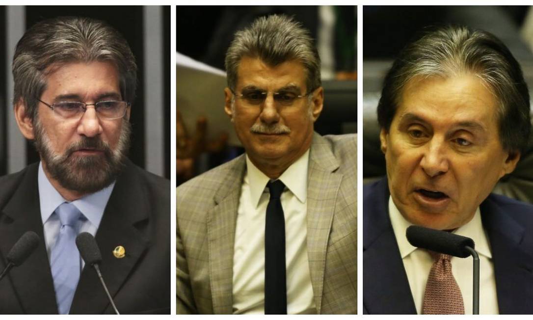 Valdir Raupp (MDB-RO), Romero Jucá (MDB-RR) e Eunício Oliveira (MDB-CE) não conseguiram se reeleger Foto: Agência O Globo