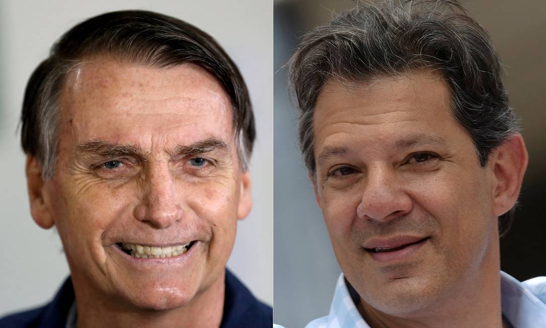 Jair Bolsonaro (PSL) e Fernando Haddad (PT) farão segundo turno para Presidência Foto: Ricardo Moraes/Washington Alves / REUTERS