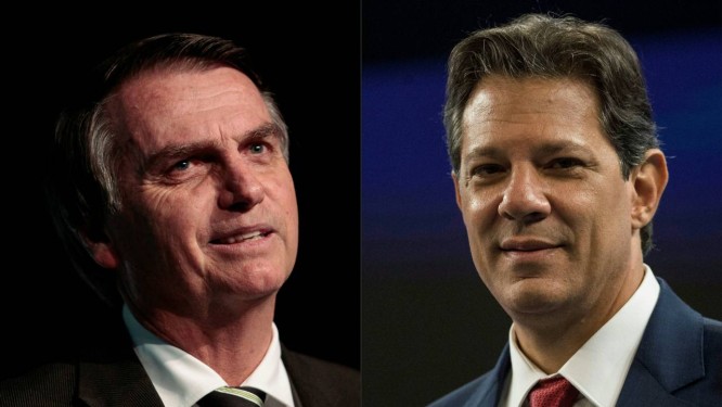 Jair Bolsonaro (PSL) e Fernando Haddad (PT) disputam segundo turno para Presidência Foto: Miguel SCHINCARIOL e Daniel Ramalho / AFP