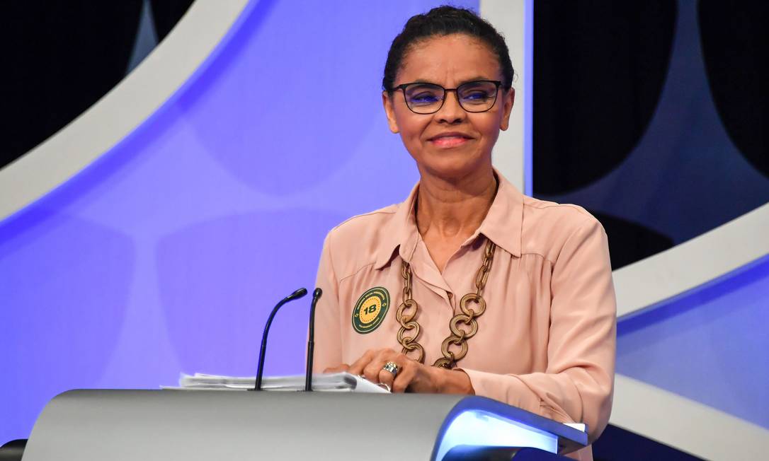 Candidata da Rede à Presidência, Marina Silva participa de debate na TV Foto: NELSON ALMEIDA / AFP