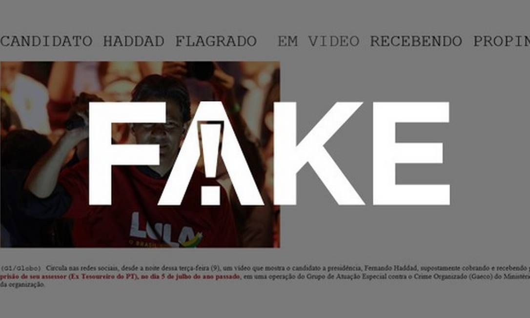 E-mail que diz que Fernando Haddad foi gravado recebendo propina em restaurante é falso Foto: Reprodução